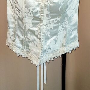 Shirley of Hollywood Cream Satin Bra with Lace Trim